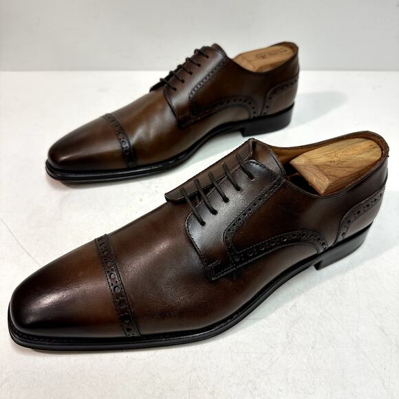 WORN TWICE Antonio Maurizi Brown Cap Toe Derby Brogue Made in Italy EU 44 US 11 - Picture 5 of 12